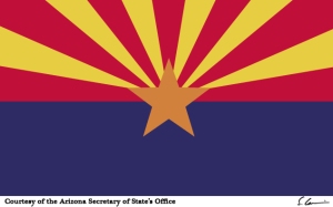 Arizona flag; pun of "ZION" ~ ar-"IZON"-a