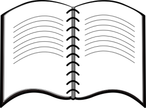 Open notebook with the center SPIRAL where both "tablets" they functionally join & pivot