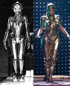 Beyonce as robot of the "Metropolis "old 1927 Fritz Lang film 